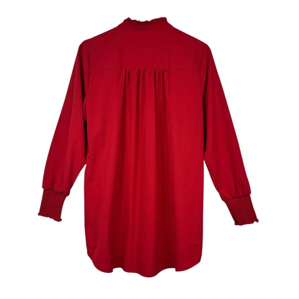 Soft Surroundings Stunning Red Long Sleeve Gold Beaded Button Up Blouse Size L - Picture 4 of 9